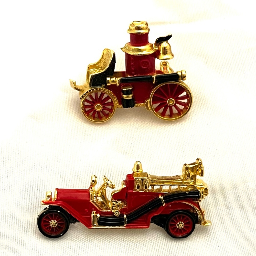 Vintage Fire Truck Brooches